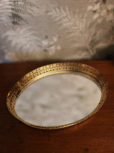 Gold filigree mirror tray with classic Italian design
