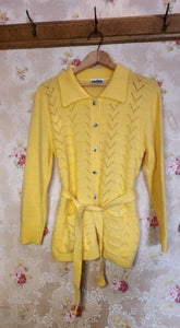 Yellow 1970s belted cardigan Top size medium