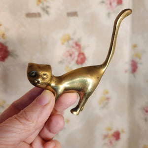 Vintage small brass cat ring holder