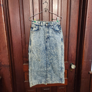 Vintage Acid Wash Long Denim Skirt 1980 Trending Cottagecore Retro