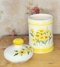 Sears Roebuck 1976 yellow flower canister ceramic kitchen bathroom office vintage decor