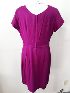 1950s wiggle dress purple with bows