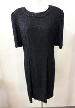 Formal Black Beaded Dress Short Sleeved 90s
